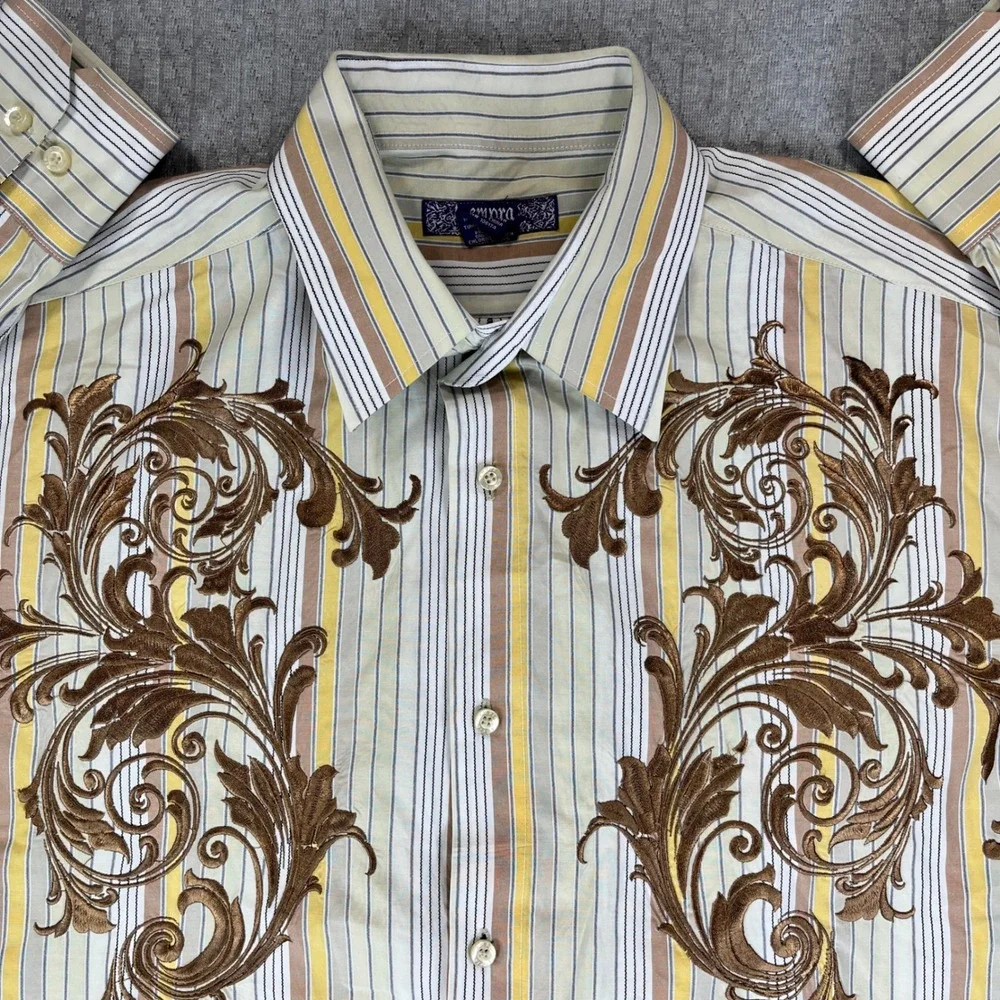 Country western cowboy rodeo bundle Embra 2 Dress Shirts Men XL‎ embroidered